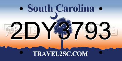 2DY3793 South Carolina License Plate