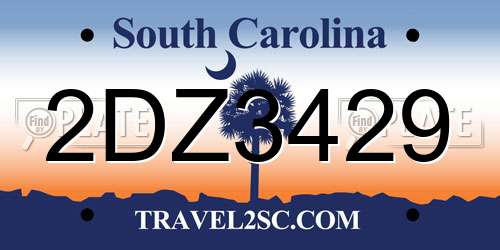 2DZ3429 South Carolina License Plate