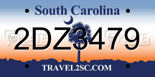 2DZ3479 South Carolina License Plate