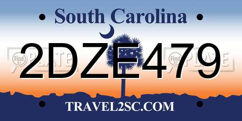 2DZE479 South Carolina License Plate