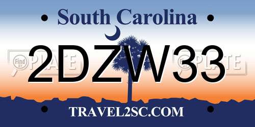 2DZW33 South Carolina License Plate