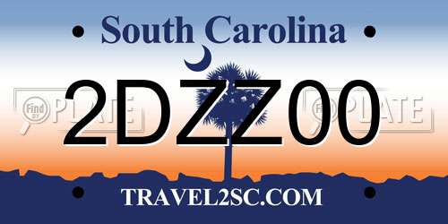 2DZZ00 South Carolina License Plate