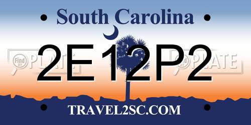 2E12P2 South Carolina License Plate