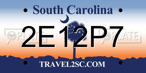 2E12P7 South Carolina License Plate