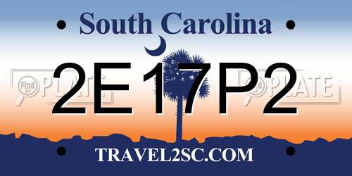 2E17P2 South Carolina License Plate