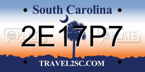 2E17P7 South Carolina License Plate