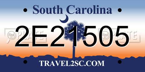 2E21505 South Carolina License Plate
