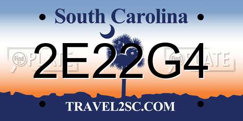 2E22G4 South Carolina License Plate
