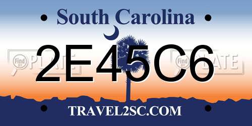 2E45C6 South Carolina License Plate