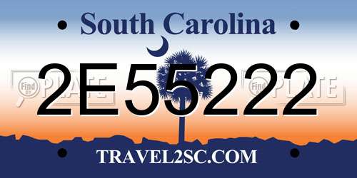 2E55222 South Carolina License Plate