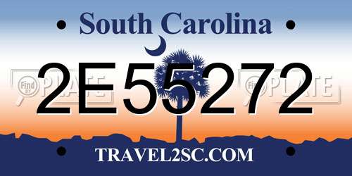 2E55272 South Carolina License Plate