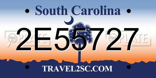2E55727 South Carolina License Plate