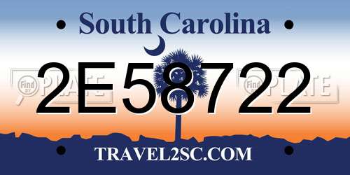 2E58722 South Carolina License Plate
