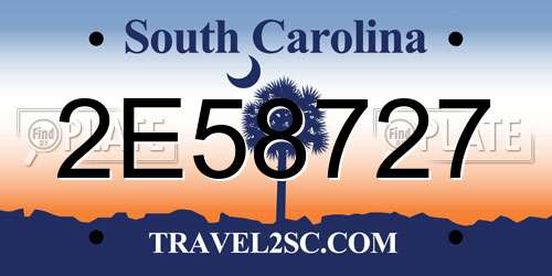 2E58727 South Carolina License Plate