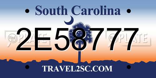2E58777 South Carolina License Plate
