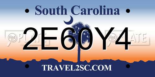 2E60Y4 South Carolina License Plate