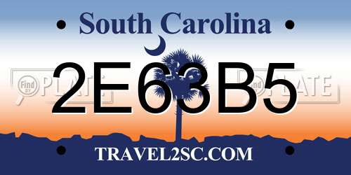 2E63B5 South Carolina License Plate