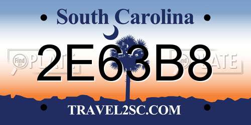 2E63B8 South Carolina License Plate