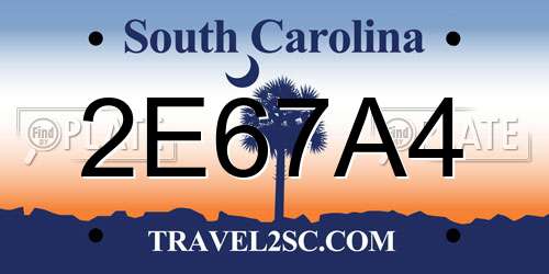 2E67A4 South Carolina License Plate