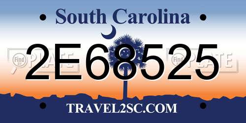 2E68525 South Carolina License Plate