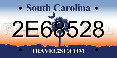 2E68528 South Carolina License Plate