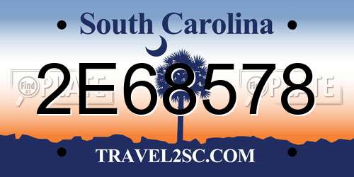2E68578 South Carolina License Plate