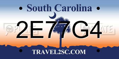 2E77G4 South Carolina License Plate