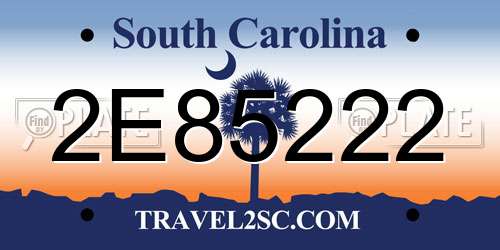 2E85222 South Carolina License Plate