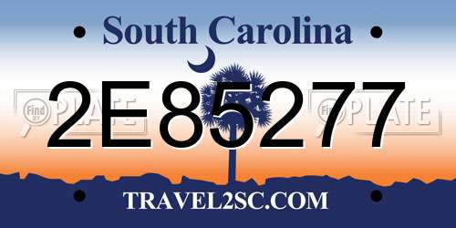 2E85277 South Carolina License Plate