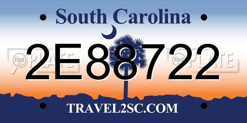2E88722 South Carolina License Plate