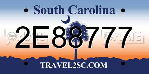 2E88777 South Carolina License Plate