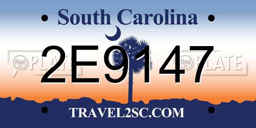 2E9147 South Carolina License Plate