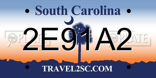 2E91A2 South Carolina License Plate