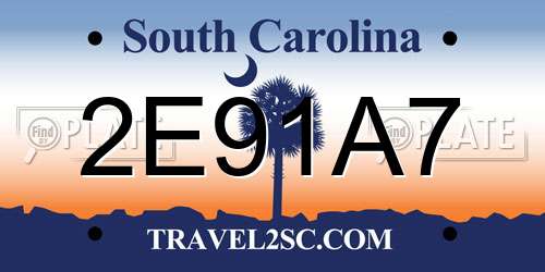 2E91A7 South Carolina License Plate
