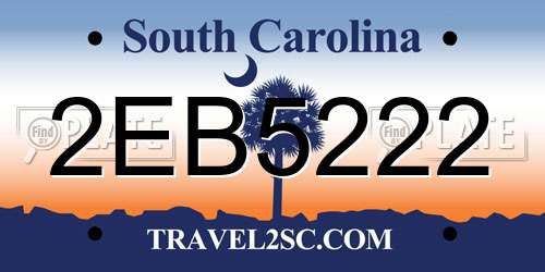 2EB5222 South Carolina License Plate