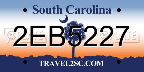 2EB5227 South Carolina License Plate