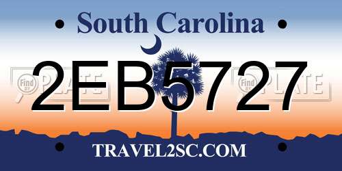 2EB5727 South Carolina License Plate