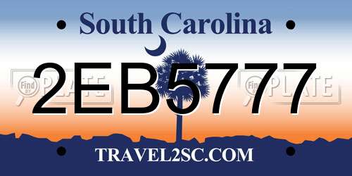 2EB5777 South Carolina License Plate