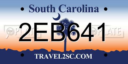2EB641 South Carolina License Plate