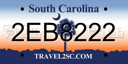2EB8222 South Carolina License Plate