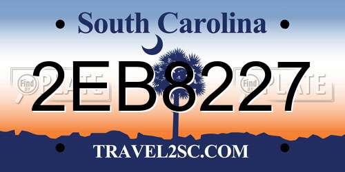 2EB8227 South Carolina License Plate