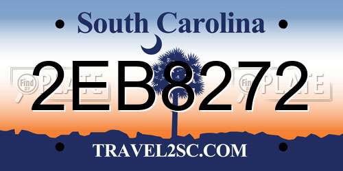 2EB8272 South Carolina License Plate