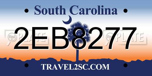 2EB8277 South Carolina License Plate