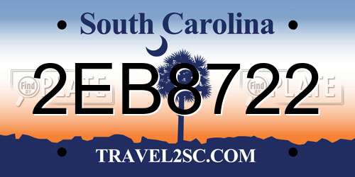2EB8722 South Carolina License Plate