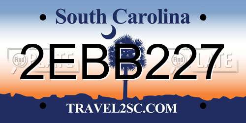 2EBB227 South Carolina License Plate
