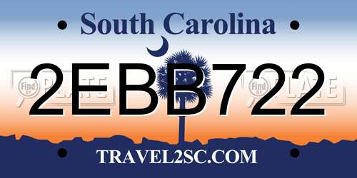 2EBB722 South Carolina License Plate