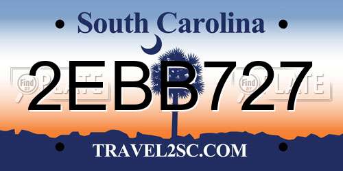 2EBB727 South Carolina License Plate