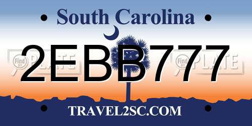 2EBB777 South Carolina License Plate