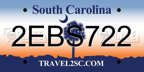 2EBS722 South Carolina License Plate