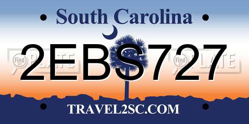2EBS727 South Carolina License Plate